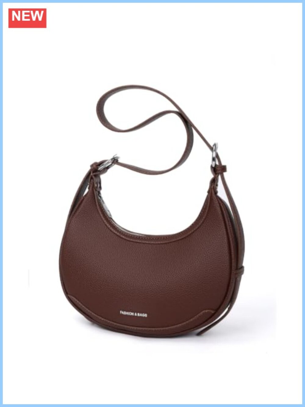 Small Crescent Hobo Shoulder Bag PU Vegan Leather Crossbody Purse